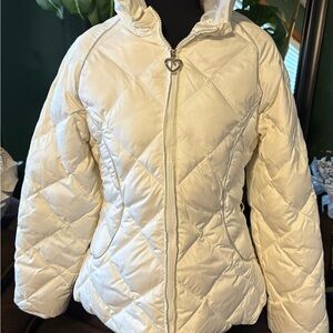 LOF Women's Cream Quilted Puffer Jacket